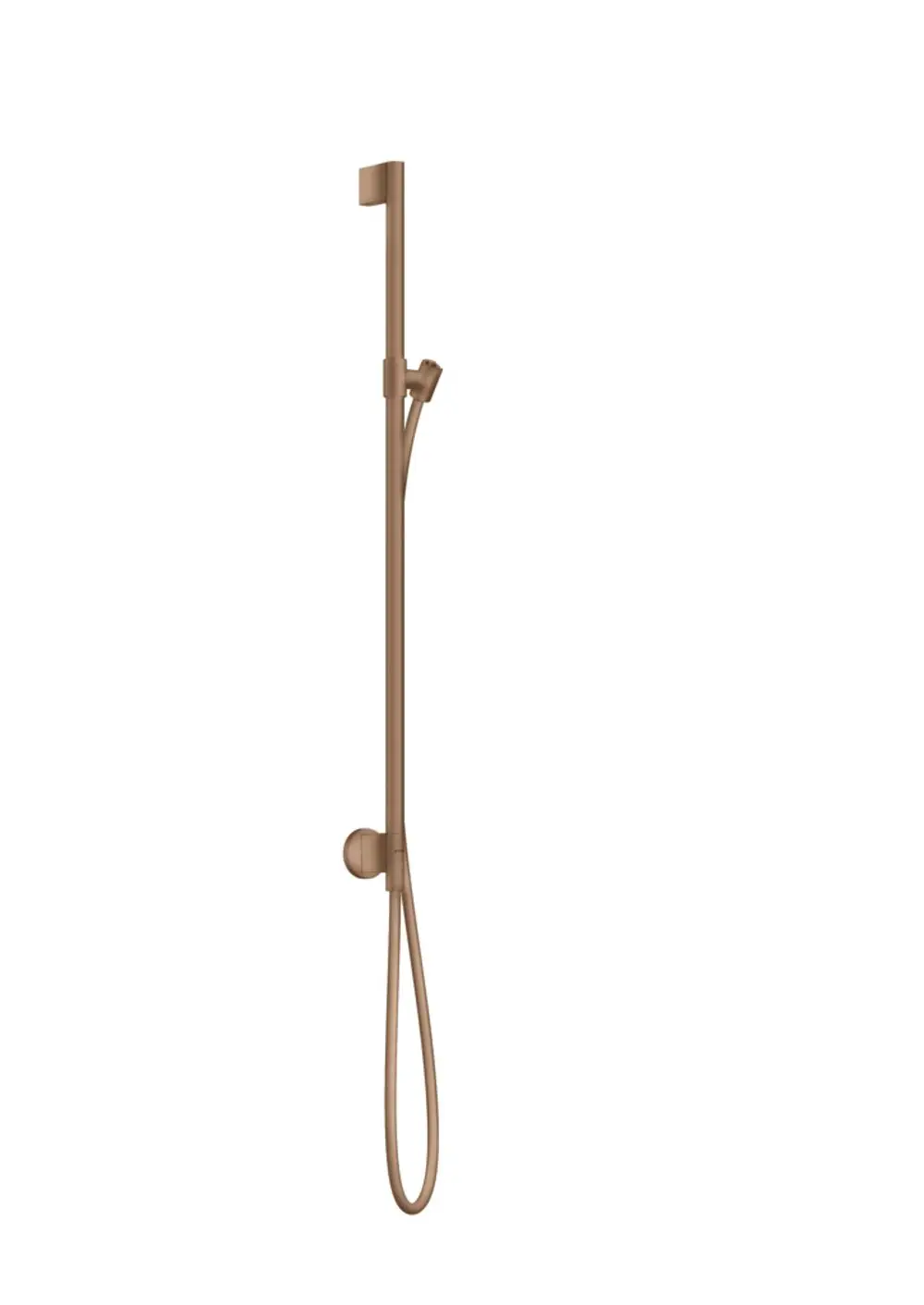 Brausestange mit Wandanschluss und Brauseschlauch in gebürstetem Rotgold, montiert an der Wand, hergestellt von AXOR.
